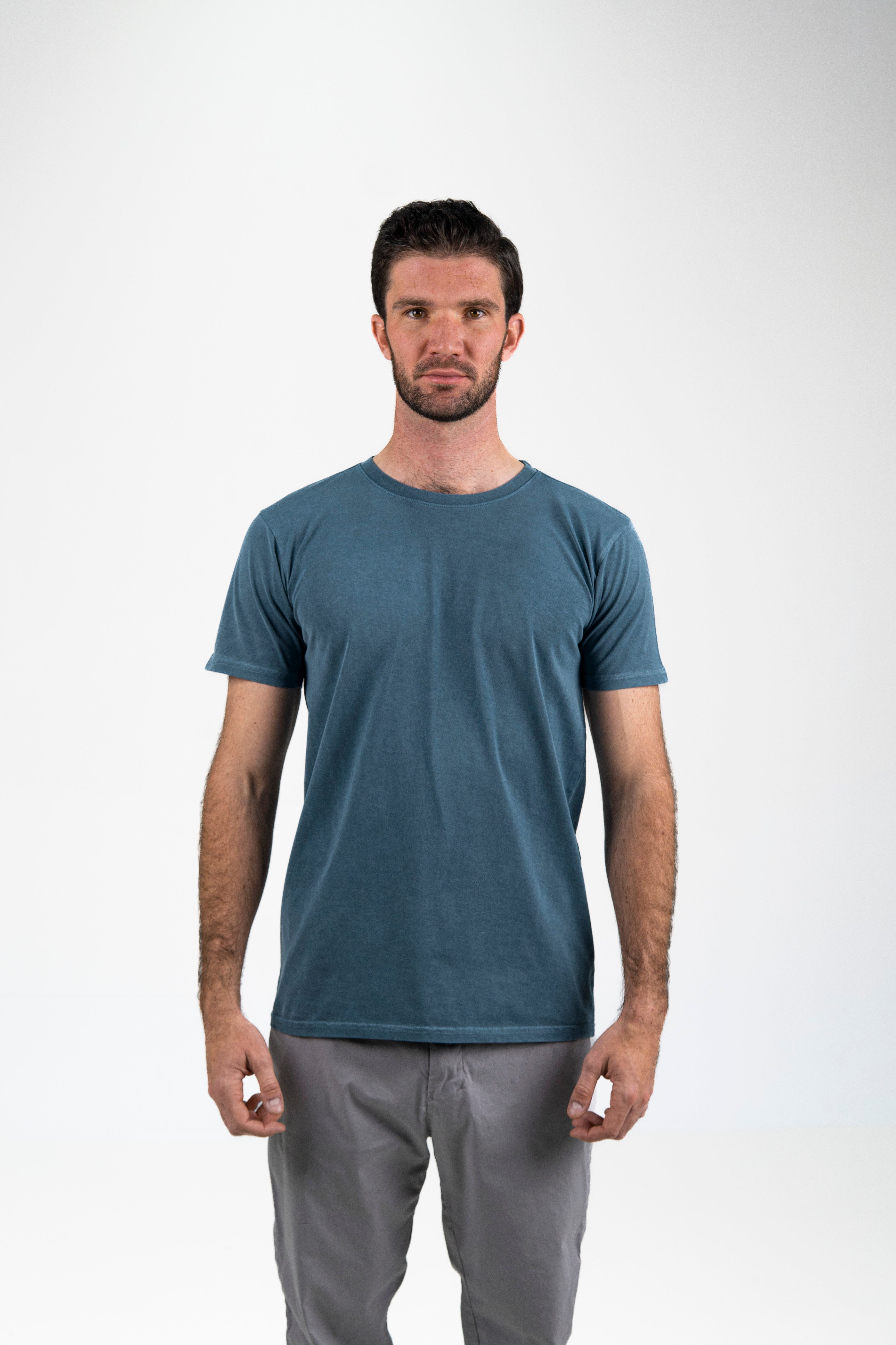 Playera Vintage Deslavada Manga Corta Adulto Caballero Teñido en prenda